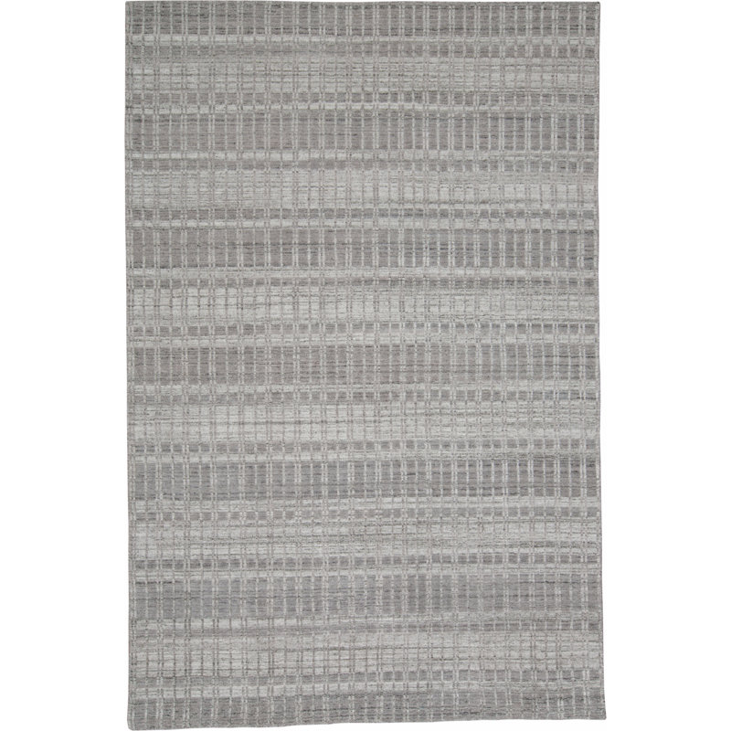 Tapis gris fait à la main Adriann, Rectangle 7 pi 3 po x 9 pi 3 po