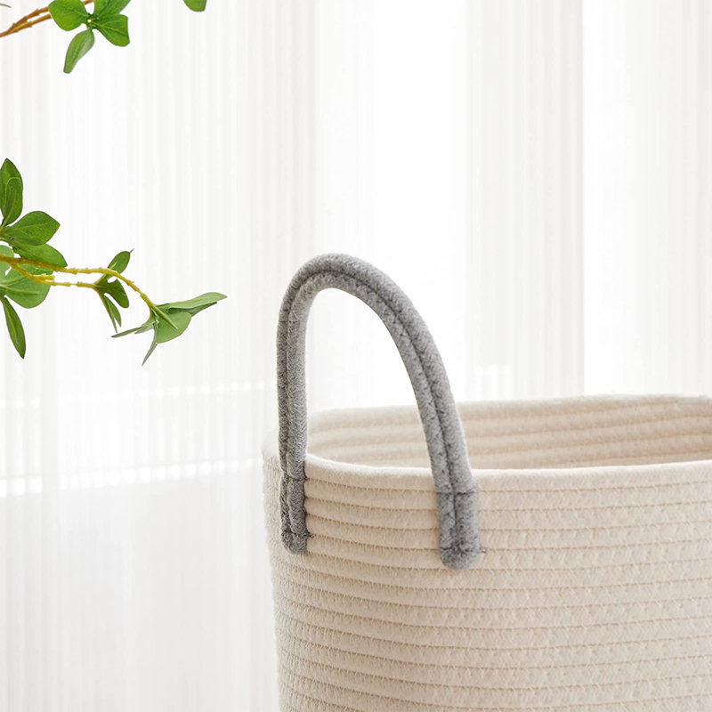 Red Barrel Studio® Fabric Decorative Basket, Gray/White