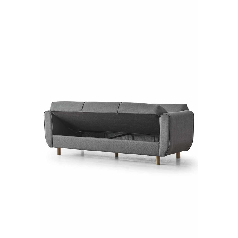 Élégant canapé-lit à 3 places, lin gris foncé, 84,3 po x 39,4 po x 34,3 po | Structure en métal et en carton, tissu 100% lin | Confortable et polyvalente pour le salon ou la chambre d'amis