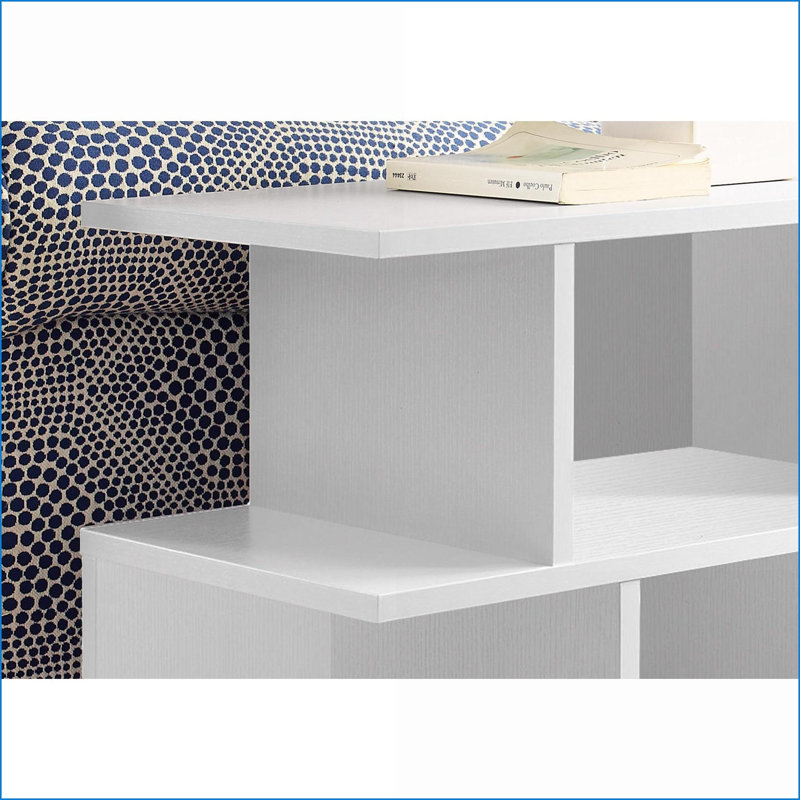 Table basse moderne moderne en stratifié blanc avec 6 tablettes ouvertes, peu encombrante pour le salon et amp; Console de canapé
