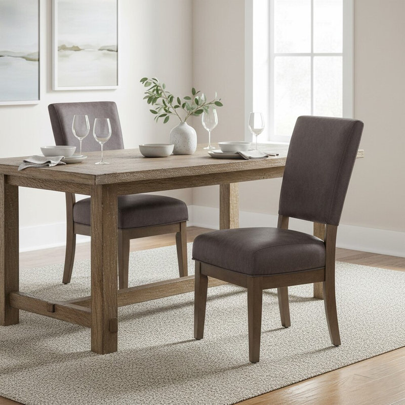 Chaise d'appoint en similicuir gris Metina (ensemble de 2)