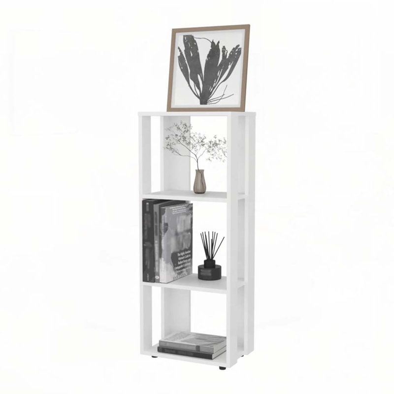 Bibliothèque en mélamine avec rangement ouvert, Blanc