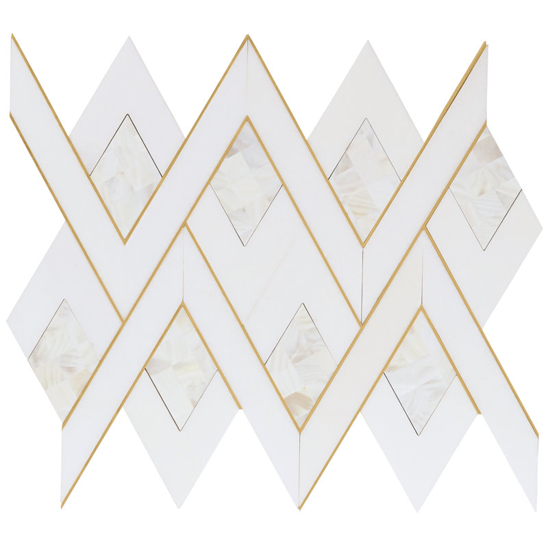 Kappa 12.12'' W x 15.59'' L Marble Tile Mosaic Sheet, Pearl White