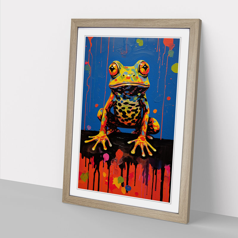 Frog Expressionism No.2 - Framed Print, Oak, 46cm H x 34cm W x 2cm D