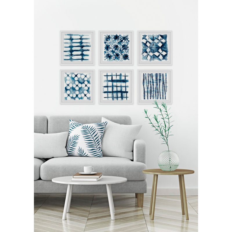 Sarahbella Indigo Study Hexaptych - Ensemble de 6 reproductions de cadres photo, H 12 po x l 12 po x P 1,5 po