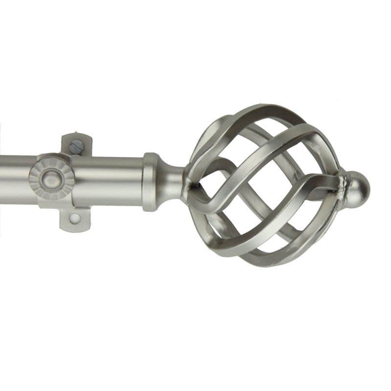 Tringle à rideaux simple Arnes, l 120 po à 170 po, Nickel satiné