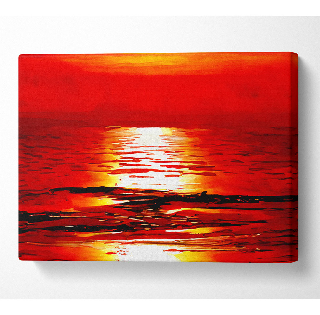 Orange Sun Trail Ocean - Kunstdrucke auf Leinwand