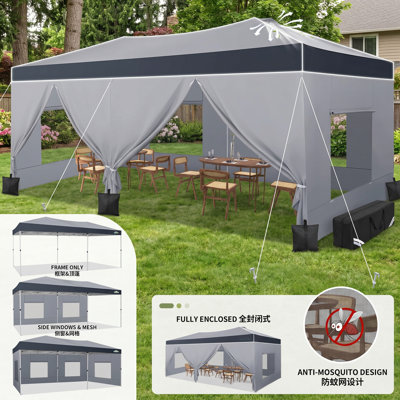 10x20 Pop Up Canopy Tent with Sidewalls, One Push Setup with Air Vent and Mesh Windows
