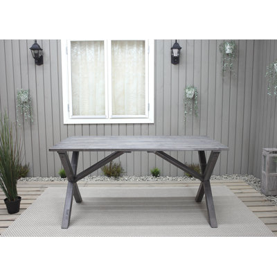 Gaynelle Rectangular Pine Solid Wood Outdoor Dining Table - 195.58 cm W 381 cm D