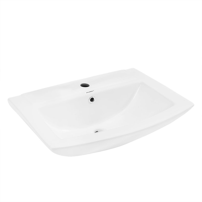Sublime Two-Piece Glossy White Ceramic Rectangular Pedestal Sink, White