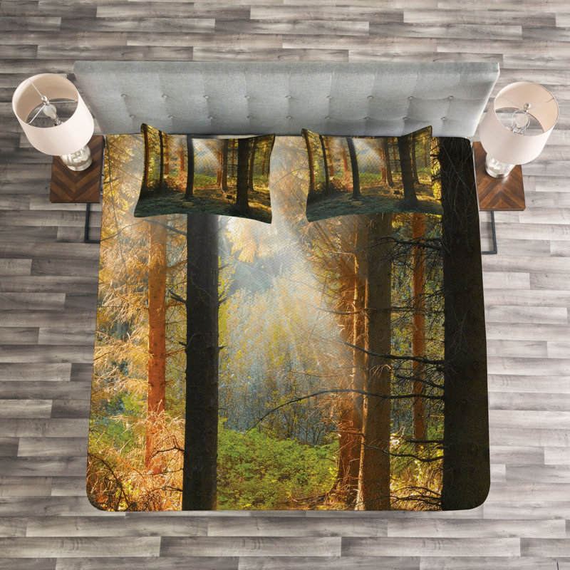 Forest Bedspread Set with Shams, 220 x 264 cm