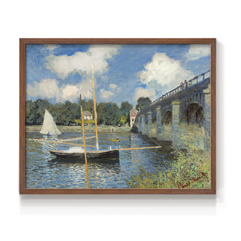 Le pont à Argenteuil - reproduction encadrée - réarmable, H 8 po x l 10 po, Noyer