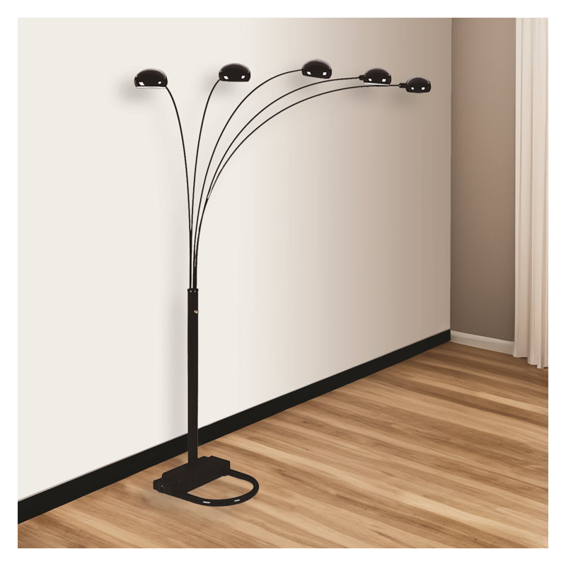 Lampe sur pied moderne noir avec abat-jour paon, éclairage réglable multi-têtes de 82 pouces de hauteur pour le salon, lampe sur pied en métal à intensité variable de 40 W
