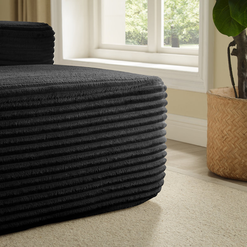 Boneless Oversized Corduroy Single Seat Boneless Couch, Black