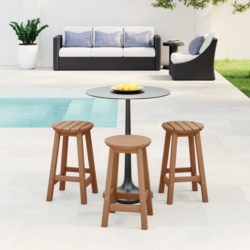 Tabouret de comptoir rond 24 po Laguna (ensemble de 3), Brun