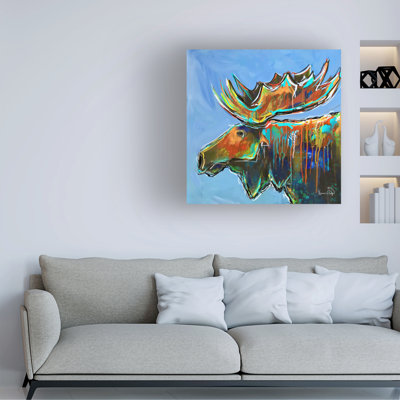 Karrie Evenson Rainbow Moose Canvas Art