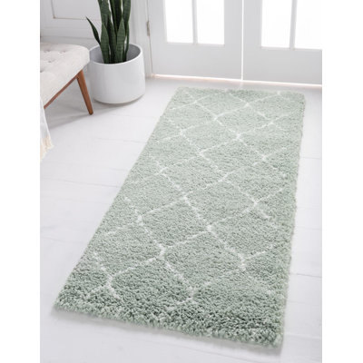 Tapis vert clair / beige Annetta Rabat