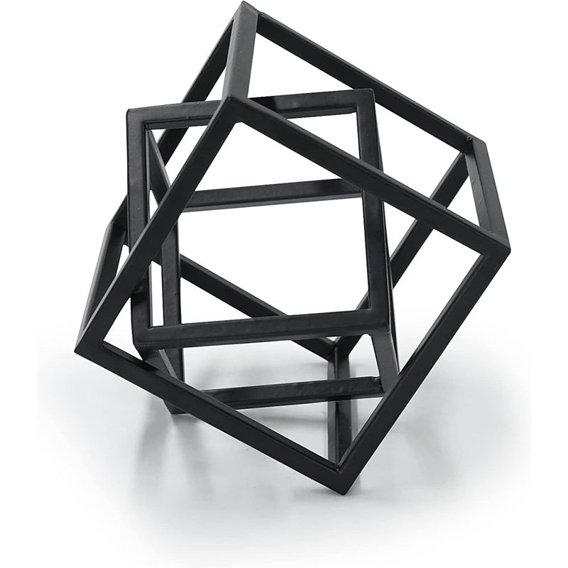 Petite sculpture géométrique, cube décoratif en métal ...