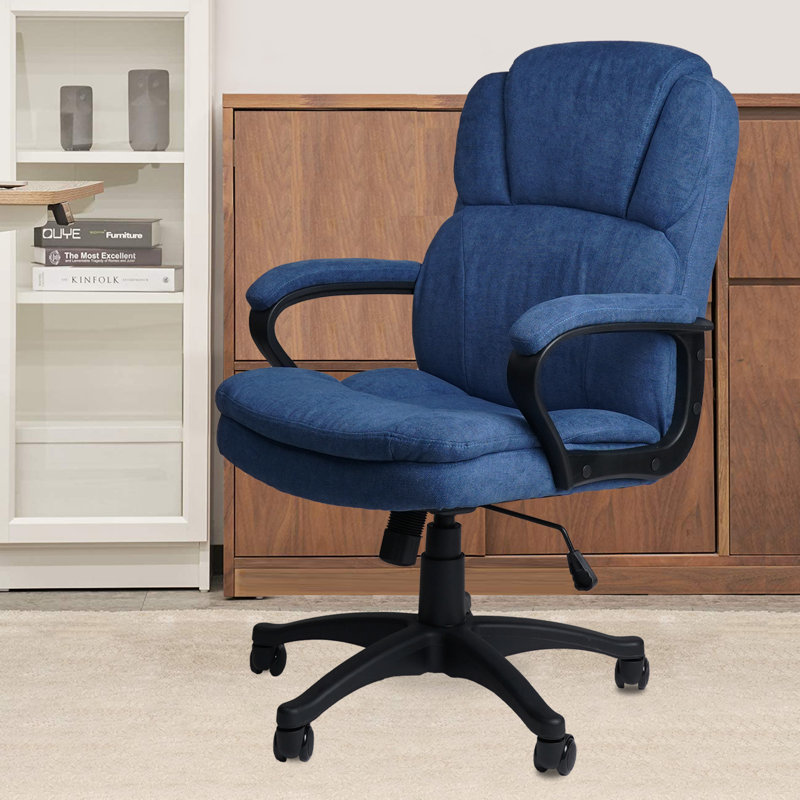 Chaise de bureau ergonomique rembourrée bleu, Bleu