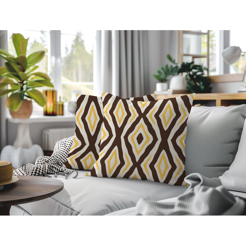 Oreiller réversible intérieur / extérieur Millie, 18x18, Yellow