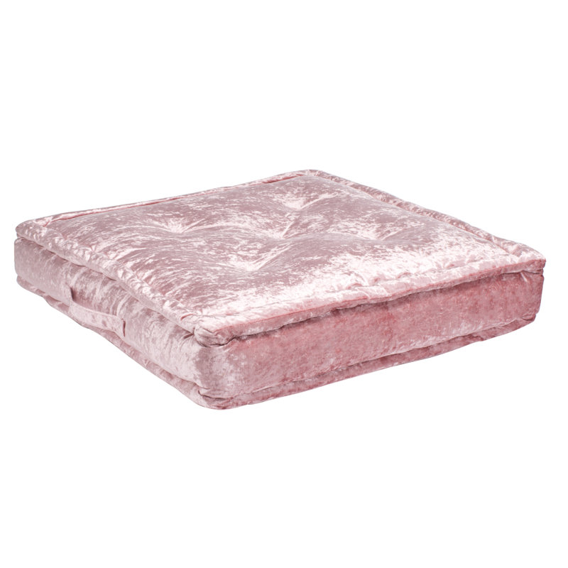 Blush Velvet 25" Square Floor Pillow with Handle