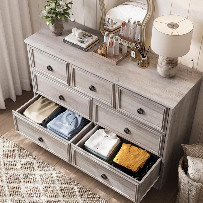 Breakwater Bay 7 Drawer Dresser, Dressers For Bedroom, Easy Pulls Handle, Textured Borders ,for Living Room, Hallway, Gray