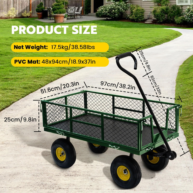 Chariots utilitaires robustes 2-en-1 capacité 900 LBS, Green