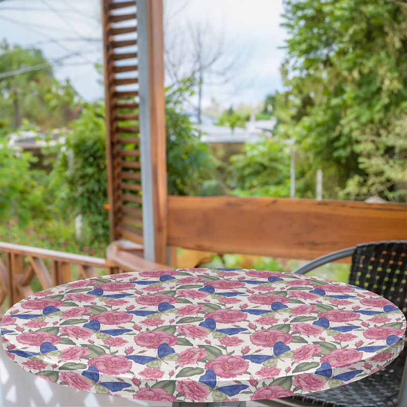 Ebern Designs Garden Art Fitted Round TableclotTablecloth Multicolor 74328, 51.97" Round
