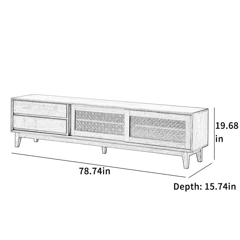 Black Walnut TV Stand with Multiple Features