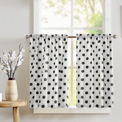 Cotton Blend Polka Dots Tailored Cafe Curtain
