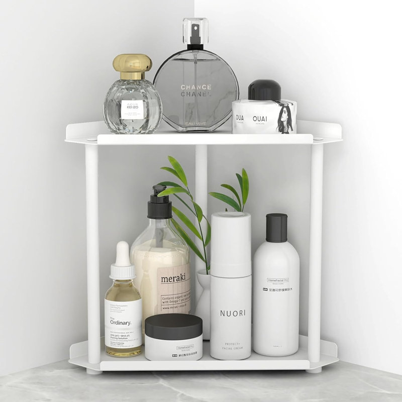 Organisateur de coin de comptoir de salle de bain, comptoir de rangement de salle de bain, tablette de rangement de comptoir