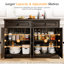 Buffet de 43,3 po avec buffet de table épaissi en bois avec tablette réglable pour armoire d'appoint-1481421582