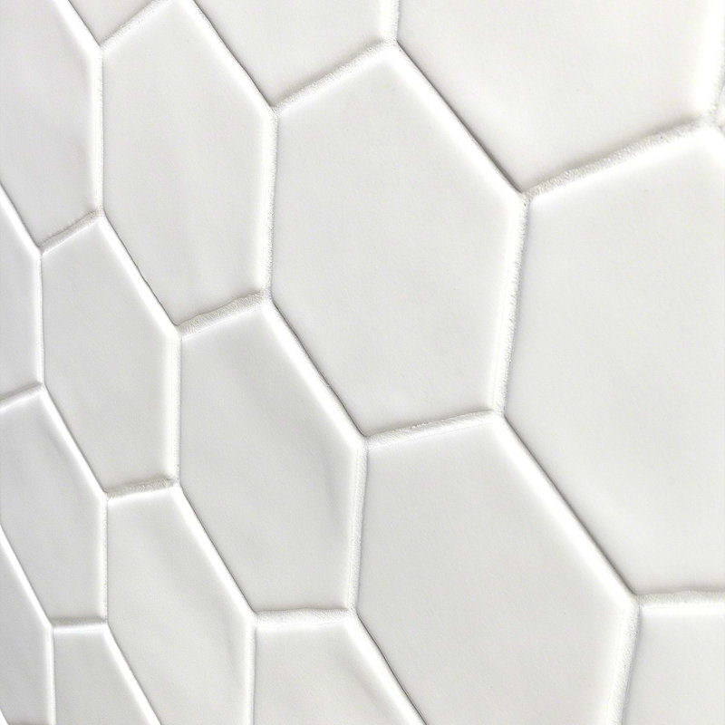 Meadowmere 3" Hexagon Matte Ceramic Tile, Cement White