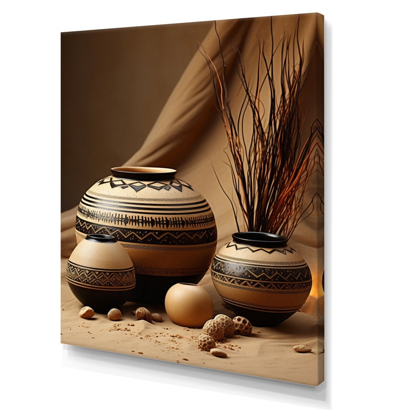 Iyaunna Native Art Pottery Serenity II - Native American Canvas Wall Art, 32" H x 16" W x 1" D, Wrapped Canvas