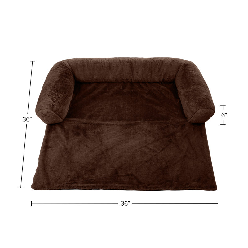 Petmaker 36" Dark Brown Plush Dog Bed with Memory Foam Bolster