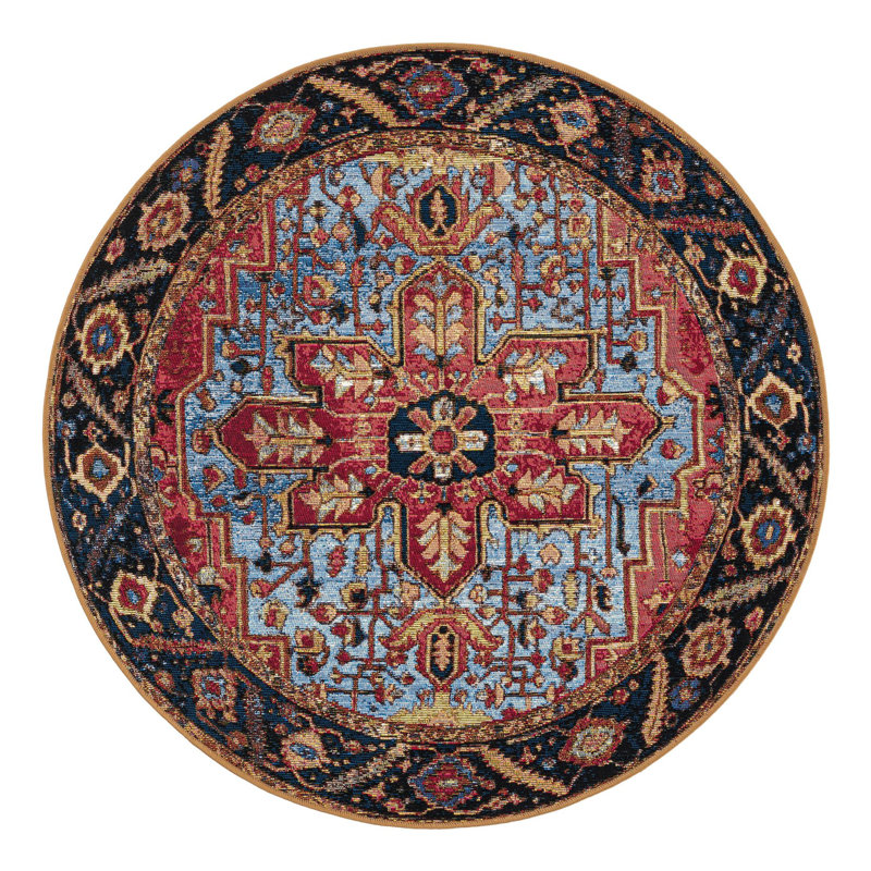 Indoor/Outdoor Traditional Area Rug, Round 4'1"