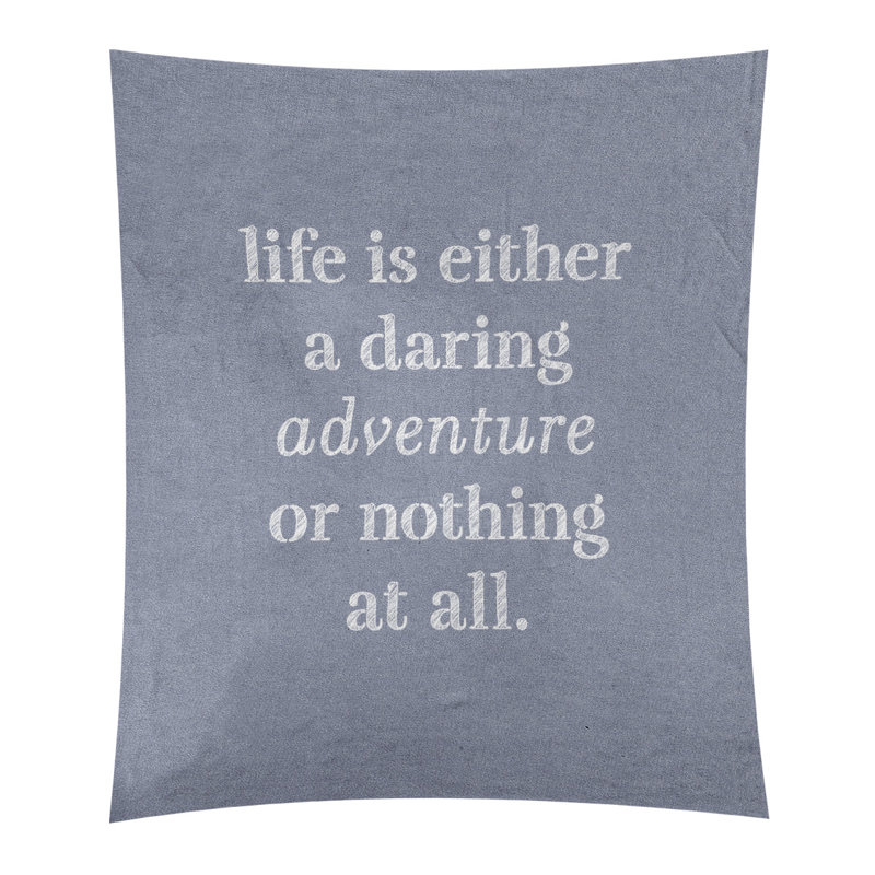 Tapisserie en polyester "life quote" adventure, H 80 po x l 68 po, Bleu / blanc