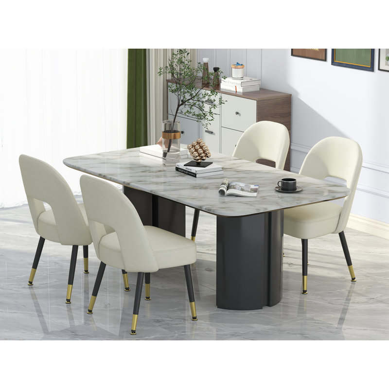 Achraf 19.7'' H Upholstered Side Chair, Ivory, Ivory