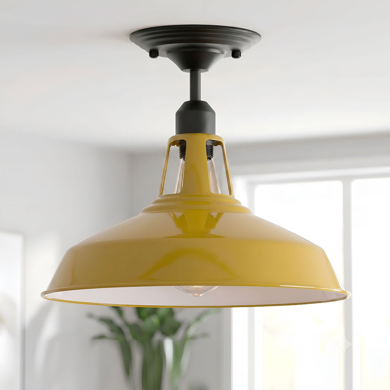 Lina Semi Flush Mount, Yellow, Black