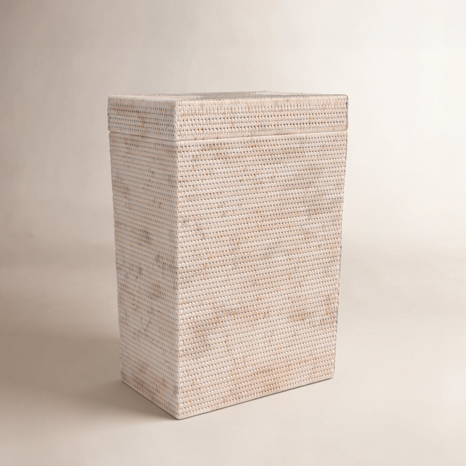 Laundry Hamper with Hinged Lid, White Wash