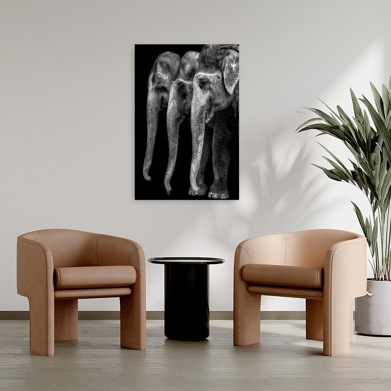 «Painted Indian Elephants», art mural contemporain, H 36 po x l 24 po