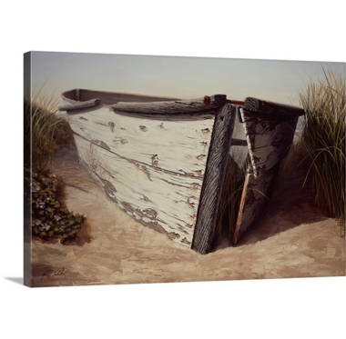 Great Big Canvas White Boat II Karl Soderlund Painting Print Format: White Frame, Size: 25 H x 35 W x 1 D