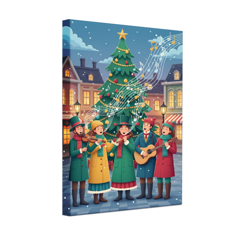 Noël chanteurs de Noël chantant sous un arbre, H 30 po x l 20 po