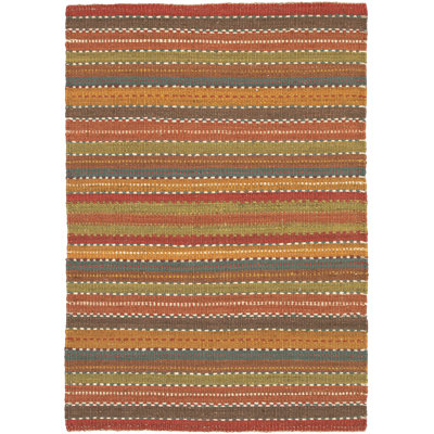 Tapis tissé à la main brun, orange, rouge, vert et bleu tissé à la main Bardette Authentic