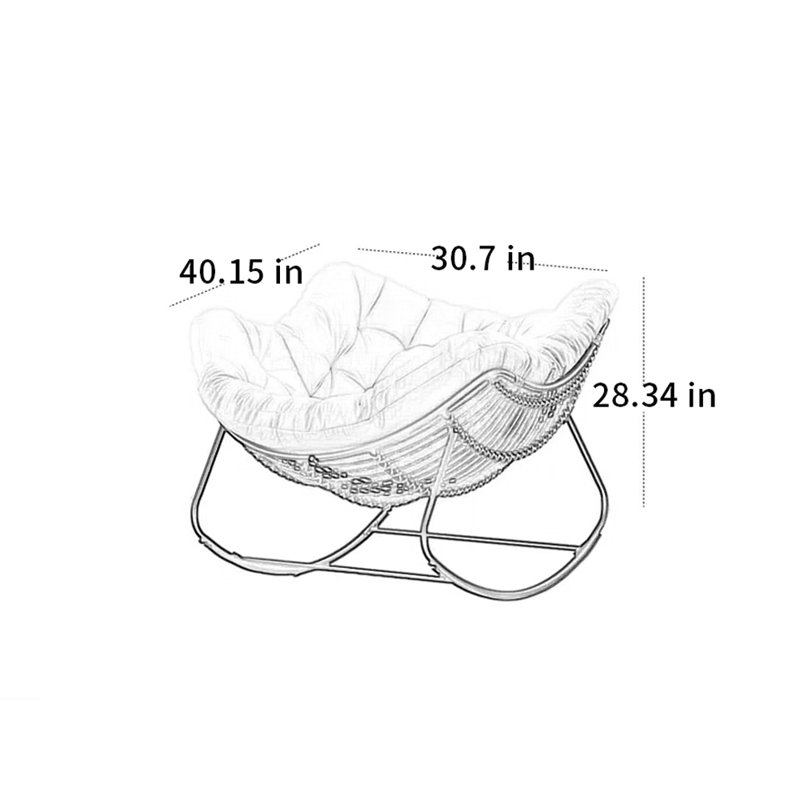 Chaise berçante Lazy Home, Noir / brun, Blanc cassé