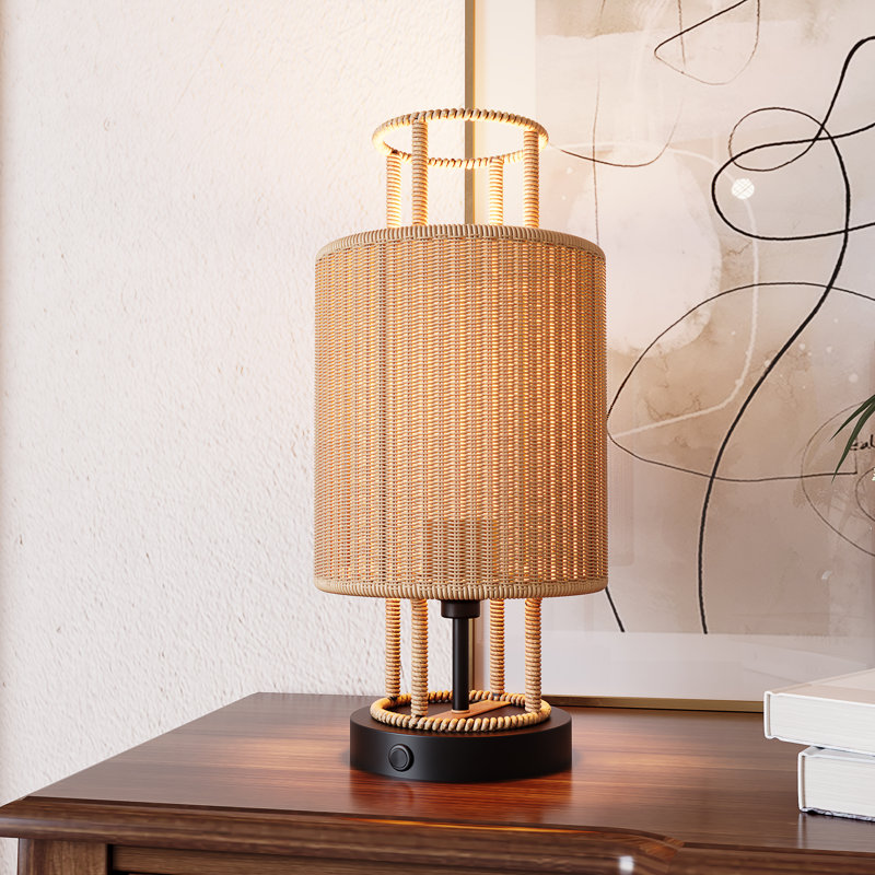 Rattan Lantern 1-Light table lamp