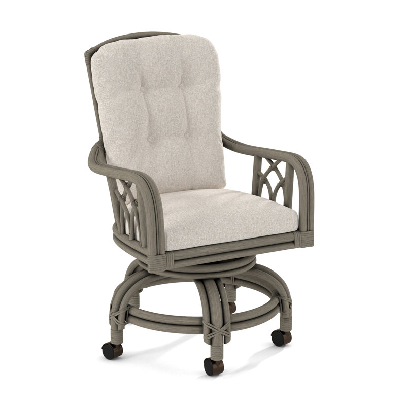 Edgewater Castered Arm Chair, White Sugar Performance; 0863-91, Stone Hearth