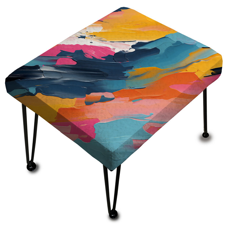 Repose-pieds abstrait bleu et rose Synergy