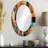 Odeth Orange And Blue Geometric Vibrations I - Geometric Decorative Mirror, Modern Wall Mirror, Printed Metal Art-1856379506-1856379509