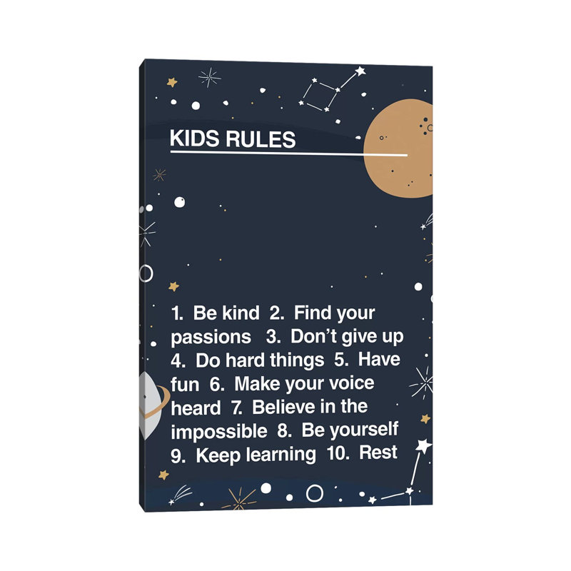 Kids Rules by The Native State - Wrapped Canvas Print, 66.04 cm H x 45.72 cm W